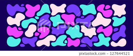Set of colored irregular liquid blobs or freeform organic abstract shapes 127644521