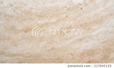 Travertine stone texture with warm beige tones and natural wave patterns 127645129
