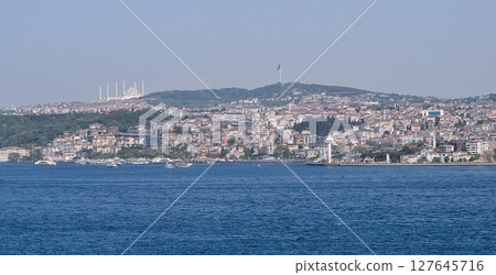 Panorama of Istanbul city and Bosfor . Istanbul is the largest city in Turkey 127645716