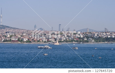 Panorama of Istanbul city and Bosfor . Istanbul is the largest city in Turkey 127645720