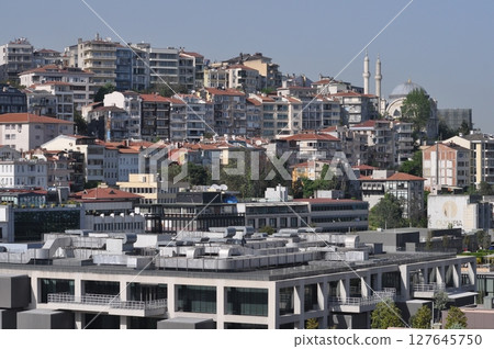 Istanbul, Turkey - May 6, 2025: Taksim district aerial view from cruise ship. Galataport waterfront in Karakoy Istanbul, Turkey - May 6, 2025: Taksim district aerial view from cruise ship. Galataport waterfront in Karakoy 127645750