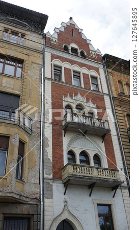 Facade of old building in centre of Budapest ,Hungary 127645895