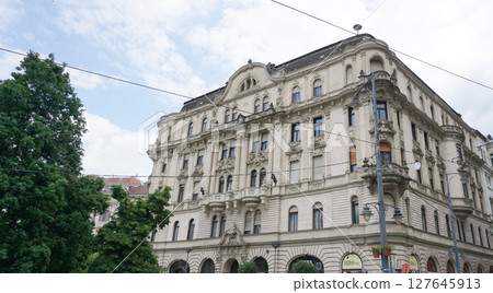 Facade of old building in centre of Budapest ,Hungary 127645913