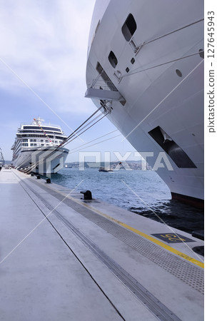 Istanbul, Turkey - Cruise in summer vacation. Cruise ships at Galatapor Istanbul, Turkey - Cruise in summer vacation. Cruise ships at Galatapor 127645943