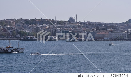 Panorama of Istanbul city and Bosfor . Istanbul is the largest city in Turkey Panorama of Istanbul city and Bosfor . Istanbul is the largest city in Turkey 127645954