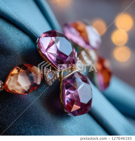 Your It Bag soft blue satin clutch with gemstone clasp and glittering highlights 127646193