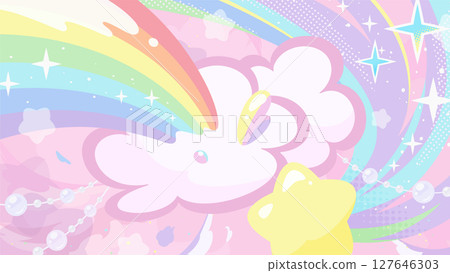 獨角獸的奇幻背景插畫_pink_16:9 獨角獸的奇幻背景插畫_pink_16:9 127646303