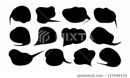 Liquid abstract speech bubbles. Hand drawn organic abstract frames. Empty text shapes. 127646319