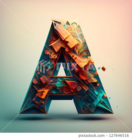 3d letter A uppercase. Colorful 3D font. 3d letter A uppercase. Colorful 3D font. 127646516