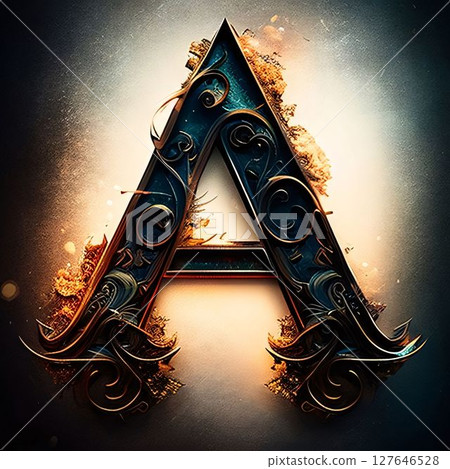 ornate letter in the Gothic style. 3d illustration for design letter A ornate letter in the Gothic style. 3d illustration for design letter A 127646528