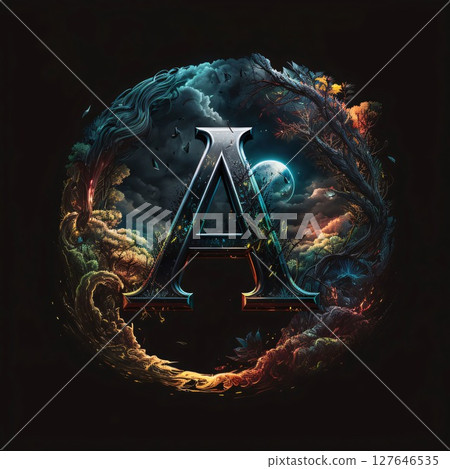 Zodiac sign A with fire and smoke. Astrological symbol Zodiac sign A with fire and smoke. Astrological symbol 127646535