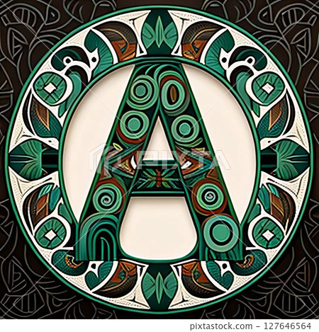 Letter A in ethnic style. Hand drawn lettering. Vector illustration. Letter A in ethnic style. Hand drawn lettering. Vector illustration. 127646564