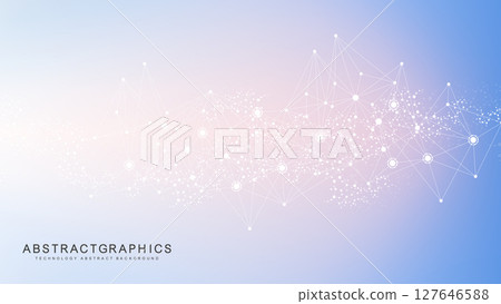 Geometric abstract background with connected line and dots. Structure molecule and communication. Big Data Visualization. Medical, technology, science background. Vector illustration. Geometric abstract background with connected line and dots. Structure molecule and communication. Big Data Visualization. Medical, technology, science background. Vector illustration. 127646588
