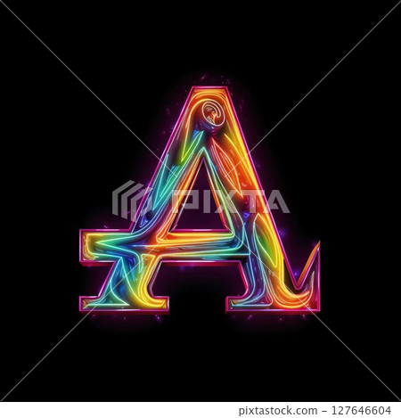 Neon letter A in the style of neon lights. Vector illustration. Neon letter A in the style of neon lights. Vector illustration. 127646604