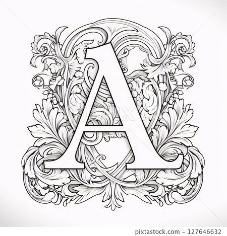 Vintage letter A in the style of Baroque. Vector illustration Vintage letter A in the style of Baroque. Vector illustration 127646632