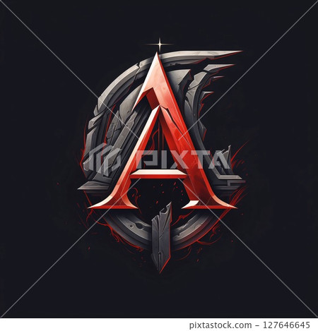 A Letter Logo Design with Grunge Black and Red Background. A Letter Logo Design with Grunge Black and Red Background. 127646645