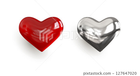 Red heart isolated, vector.Iron shining heart.Valentine's Day . illustration. Red heart isolated, vector.Iron shining heart.Valentine's Day . illustration. 127647020