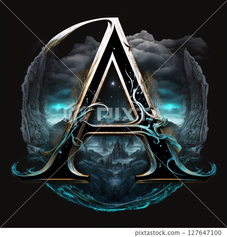 Zodiac sign Aquarius in the night sky with clouds. Astrological horoscope collection. letter A Zodiac sign Aquarius in the night sky with clouds. Astrological horoscope collection. letter A 127647100
