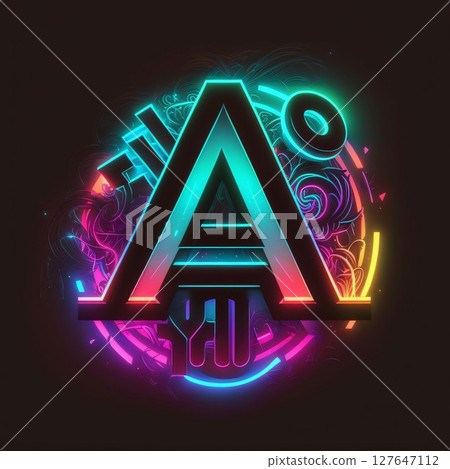 Neon sign with the letter A in neon style. Vector illustration. Neon sign with the letter A in neon style. Vector illustration. 127647112