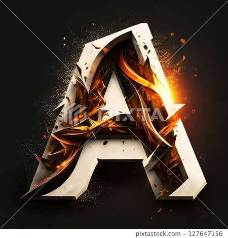 Flaming Letter of the alphabet made of fire and smoke. letter A 127647156