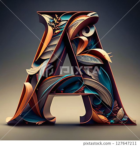 Letter A in abstract style. 3D illustration. Vintage style. Letter A in abstract style. 3D illustration. Vintage style. 127647211