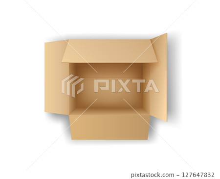 Open Cardboard Box on White Background 127647832