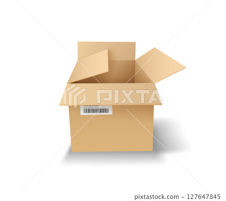 Open cardboard box on white background illustration 127647845