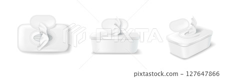 White Plastic Container with Open Lid and Tissue White Plastic Container with Open Lid and Tissue 127647866