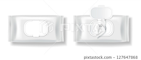 White Packaging of Wet Wipes on Isolated Background 127647868
