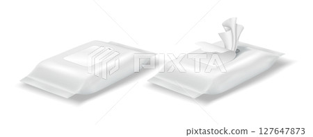 Realistic illustration of wet wipes package design 127647873