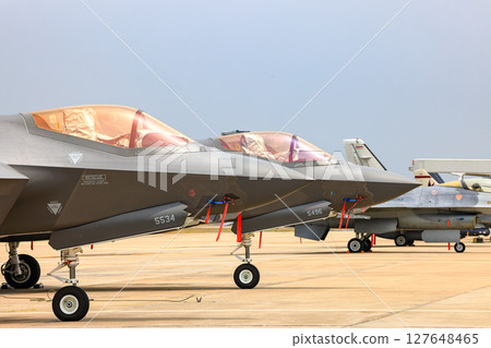 Lockheed Martin F35 Lightning II Multirole strike fighter at airshow in Thailand. 127648465