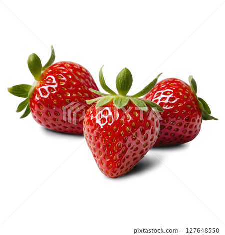 Fresh ripe strawberries on a white background, perfect for desserts and healthy snacks Fresh ripe strawberries on a white background, perfect for desserts and healthy snacks 127648550