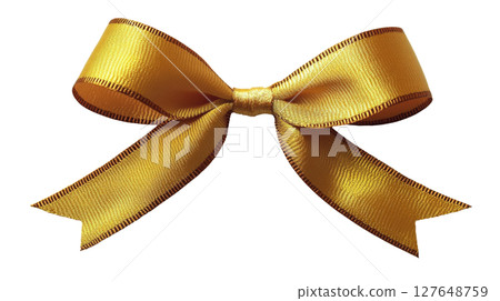 Sparkling gold and orange ribbon bow for decorating gifts and crafts during festive occasions Sparkling gold and orange ribbon bow for decorating gifts and crafts during festive occasions 127648759