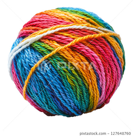 Colorful yarn ball showcasing vibrant hues suitable for various crafting projects and activities Colorful yarn ball showcasing vibrant hues suitable for various crafting projects and activities 127648760