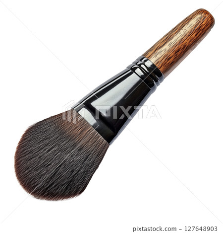 Makeup Brush With a Soft Bristle Head and a Wooden Handle for Smooth Application 127648903