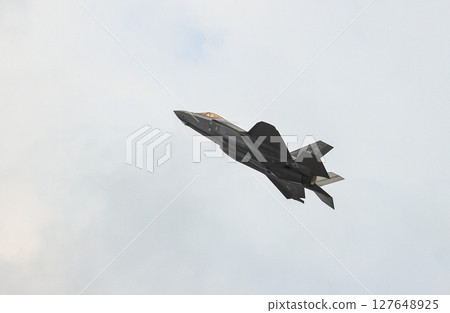 Lockheed Martin F35 Lightning II Multirole strike fighter at airshow. Lockheed Martin F35 Lightning II Multirole strike fighter at airshow. 127648925