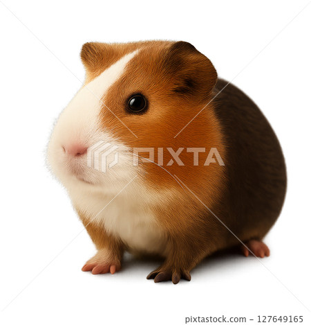 Cute Guinea Pig Standing on a Soft Surface While Looking Curiously at the Surroundings Cute Guinea Pig Standing on a Soft Surface While Looking Curiously at the Surroundings 127649165