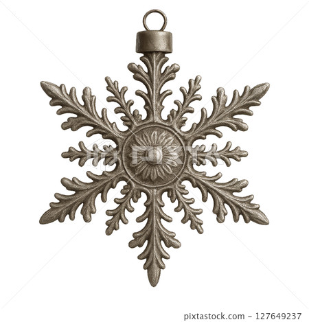 Metal Snowflake Ornament With Intricate Leaf Design, Ideal for Winter Decorations and Festive Displays 127649237