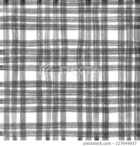 Black Plaid Gingham Hand Drawn Background Pattern Overlay 127649937