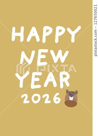Cute illustration of a horse New Year's card design 2026 Year of the Horse 127650021