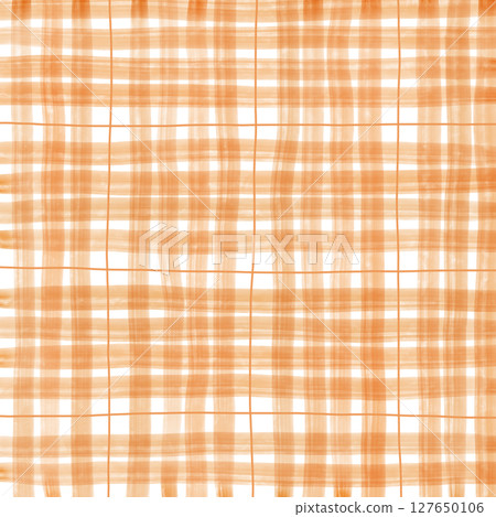 Orange Plaid Gingham Check Hand Drawn Background Pattern Overlay Orange Plaid Gingham Check Hand Drawn Background Pattern Overlay 127650106