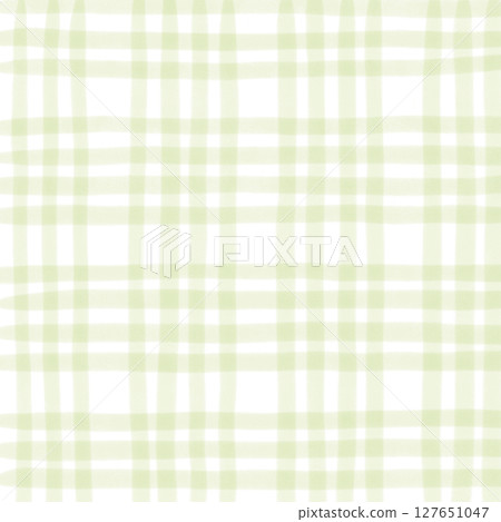 Sage Green Plaid Tartan Gingham Check Hand Drawn Background Pattern Overlay 127651047