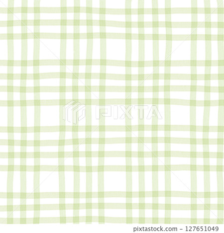Sage Green Plaid Tartan Gingham Check Hand Drawn Background Pattern Overlay 127651049