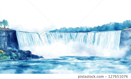 Niagara Falls. Niagara Falls hand drawn watercolor illustration 127651076