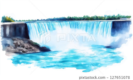 Niagara Falls. Niagara Falls hand drawn watercolor illustration 127651078