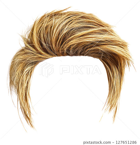 Stylish layered blonde hairstyle with textured finish for modern looks and fashion savvy individuals 127651286