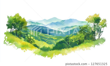 Shenandoah National Park. Shenandoah National Park hand drawn watercolor illustration 127651325