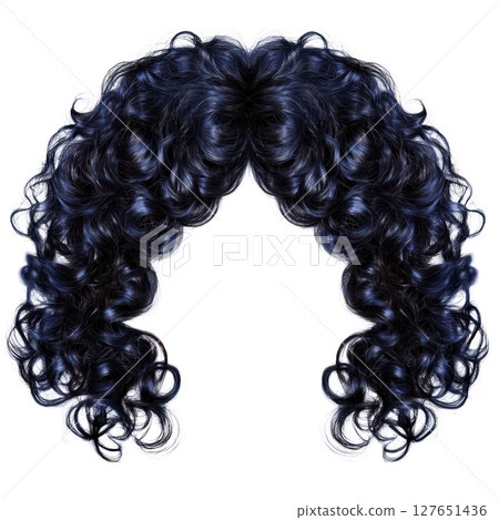 Curly dark blue hair isolated on a white background showcasing unique texture and volume for creative uses 127651436