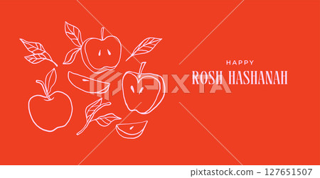 Shanah Tova vintage banner with hand drawn apples Shanah Tova vintage banner with hand drawn apples 127651507
