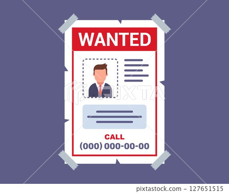 leaflet on the wall about a missing person. 127651515